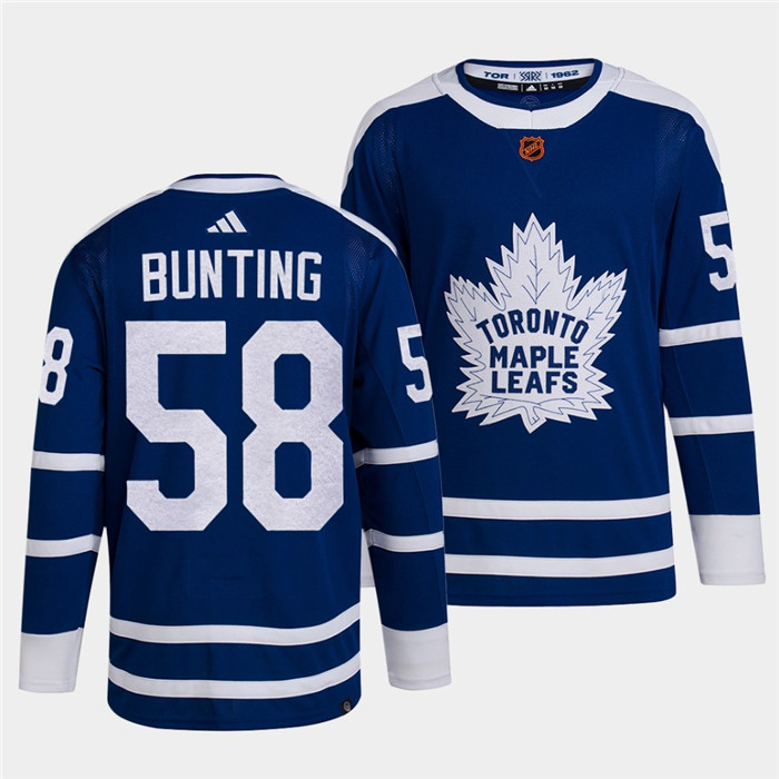 Men's Toronto Maple Leafs #58 Michael Bunting Blue 2022 Reverse Retro Stitched Jersey